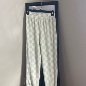 Like brand new mint checkered sweats.  So so so soft.